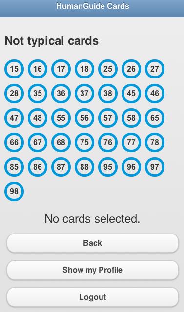 17 HumanGuide Profile Uppge de kort som har lagts i högen Ej typiskt.
