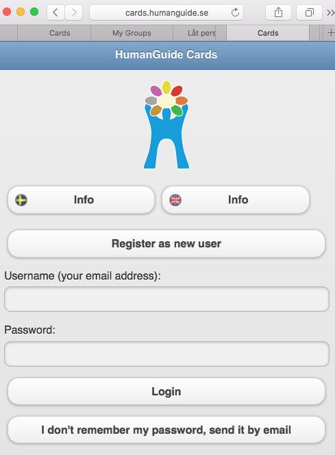 3 Startsidan Första gången du använder den här appen behöver du skapa ett konto med din mejladress. Du klickar då på register.