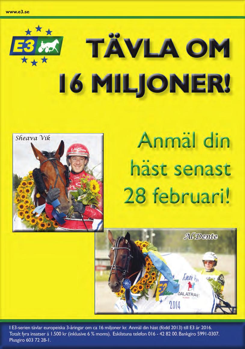 14:00 3 Högst 17.000 kr. 140 m. Tillägg 0 m vid vunna 7.000 kr, 40 m vid 77.000 kr. Pris: 5.000-.750-.400-.00-.100-.000(.000) kr. Minnespris till segrande hästs ägare.
