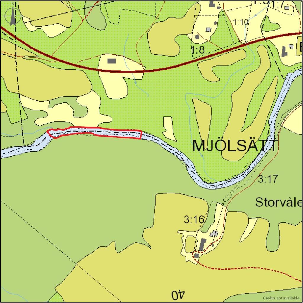 12(41) Mjölsätt, övre (Ljustorpsån) Översiktskartan visar området benämnt Mjölsätt övre.