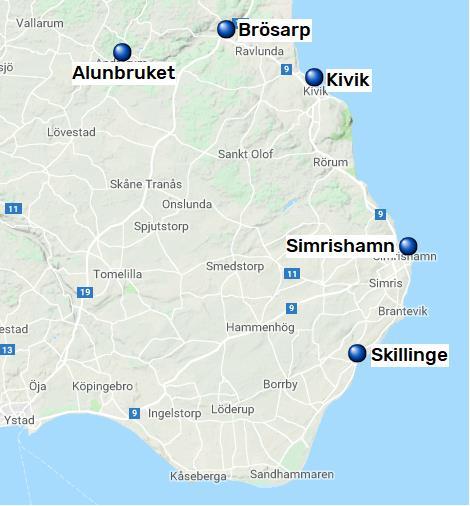 Österlenleden, Skilling Alunbruket, 5 nätter Sida 6 av 6 Österlenleden Skåneleden är uppdelad i sju olika leder, totalt cirka 1 000 km vandringsled och uppdelad i 78 dagsetapper.