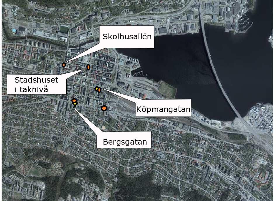 5 3 Mätningar av luftföroreningar i Sundsvall Miljökontoret mäter för närvarande kvävedioxid och partiklar vid Köpmangatan i centrala Sundsvall.