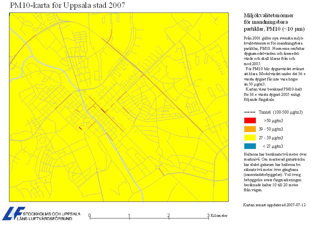 NV: SO: Total halt 38,0 36,8 Kommentarer: I kartläggningen av PM10-halter år 2005 beräknades överskridande på Bangårdsgatan. Detta baserades på en trafikuppgift som var felaktig.