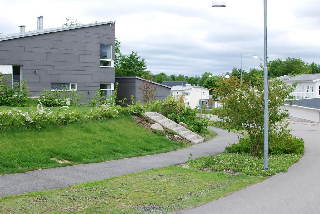 5.2.2 Fördröjning inom kvartersmark Dagvattenåtgärder föreslås anläggas lokalt inom kvartersmarken för att fördröja och rena dagvatten nära dess källa.