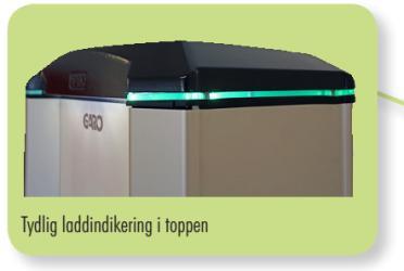 Indikering Vid laddning visas laddstatus i toppen av laddstolpen.