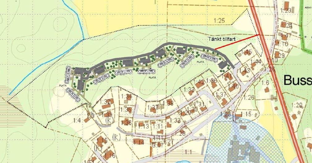 Utfarter Med tanke på det befintliga bostadsområdets vägar och dess utformning ses det som opassande att leda trafiken genom dessa och ner till Risanäsvägen, utan en ny anslutningsväg mot