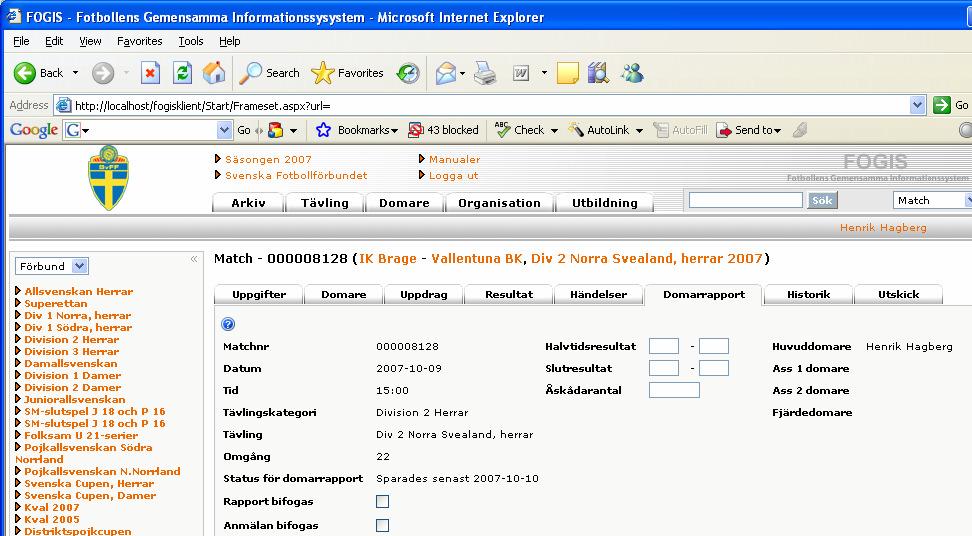 Innehållsförteckning Administrera en elektronisk domarrapport...1 Administrera hemmalagets spelare...2 Lägga till spelare...2 Ändra tröjnummer, ersättare och lagkapten...3 Radera spelare.