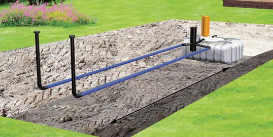 Vid användning av det medföljande absorptionsröret (längd 7,2 m/rörlinje) får man en markfiltreringsyta på 28 m².