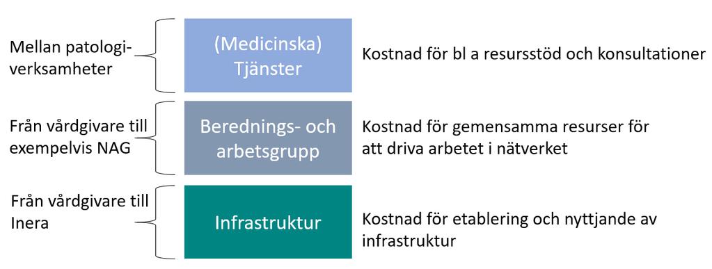 11. Finansiering av ett nationellt nätverk Det finns tre typer av kostnader relaterade till ett nationellt nätverk för digital patologi: Figur 24 Typer av kostnader för ett nationellt nätverk