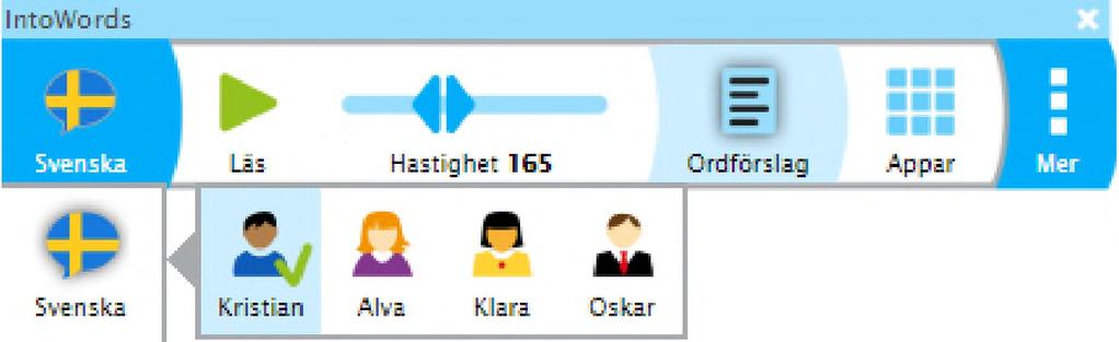 Klicka på önskat språk och