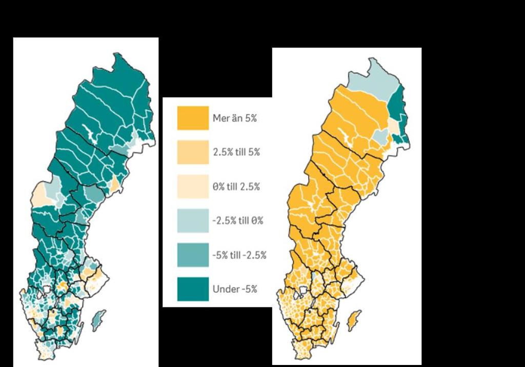 Utrikes födda har svarat för hela ökningen i åldern 16-64 år i 18 av 21 län mellan 2005 och 2017.