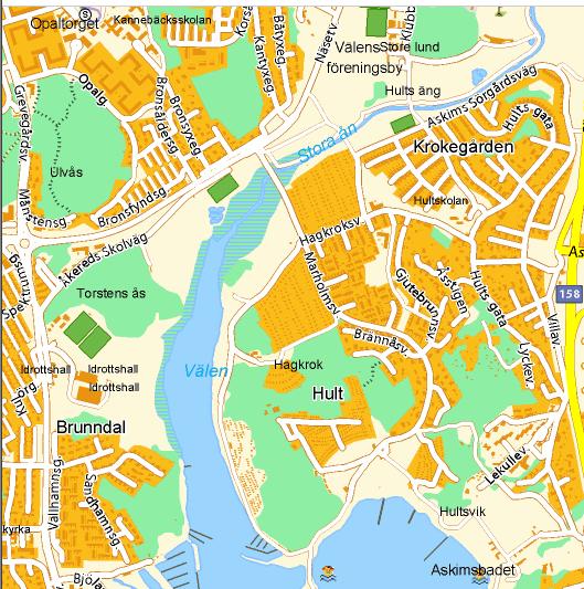 NAMNKARTA ÖVER VÄLEN Hpl Ängås Ängåsfältet Hpl Kannebäck Gjutegårdsängen Koloniområdet Hpl