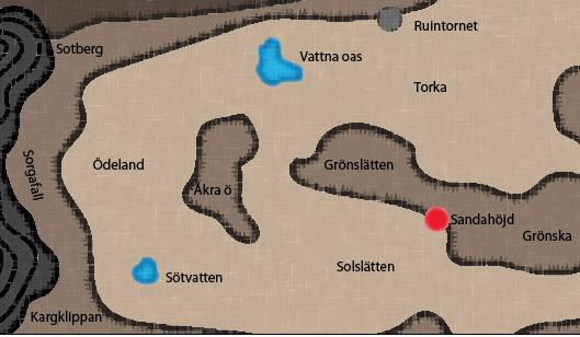hon och ser ut över byn. Nå, hur blir det? Vill ni ha kartan eller inte? Om spelfigurerna accepterar och tar kartan, får de det ihoprullade pergamentet. Kartan är gammal och med lite klotter på.