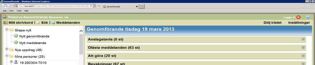 3 (37) Genomförandewebben Mappen Skapa nytt Mappen används för