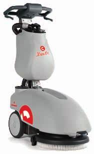 Maskinen levereras med borstar och inbyggd laddare Comac Vispa XS Vispa XS är den minsta batteridrivna kombiskurmaskinen på marknaden med 28 cm