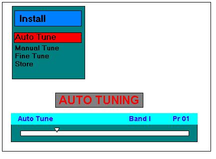 Funktionen Auto Tune söker automatiskt igenom alla tillgängliga band och sparar dem som kanal 01, 02, 03 osv.