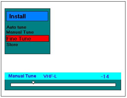 Om du trycker på knappen V+ i Manual Tune söker funktionen efter nästa lediga kanal och stannar när den får en signal.