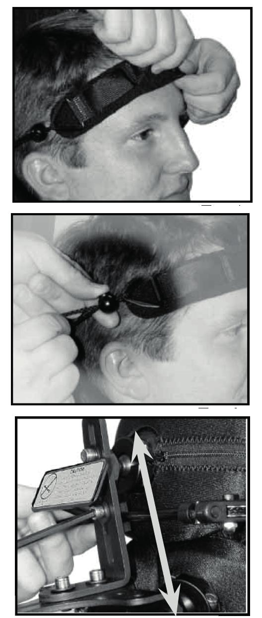 Lyft pannbandet över huvudet och placera det i en behaglig position ovanför ögonbrynen.