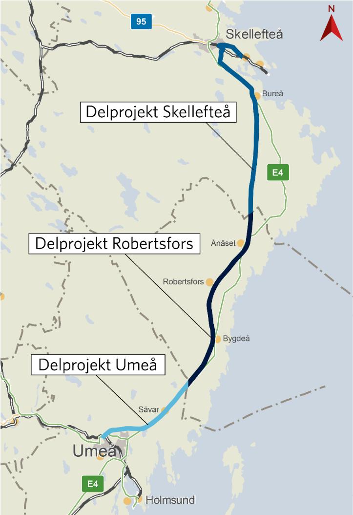 Nystart under 2016 200 Mkr för att ta fram järnvägsplaner Umeå-Skellefteå och bygghandling Umeå-Dåva.