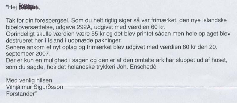 Ett Intyg av Lasse Nielsen var också framtaget + förklaring från Postphil (se nedan) man beskriver också arket som det förmodligen unika och enda exemplaret på marknaden och ett utställningsobjekt av