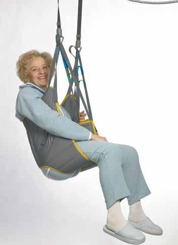 Lyftselen kan användas vid förflyttning från sittande till sittande ställning och är enkel för vårdare att arbeta med.