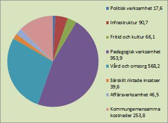 Figur 18. Kostnader fördelade per verksamhet, mnkr Ett annat sätt att visa hur kostnaderna har fördelat sig är att dela upp dem per kostnadsgrupp, se figur 19.