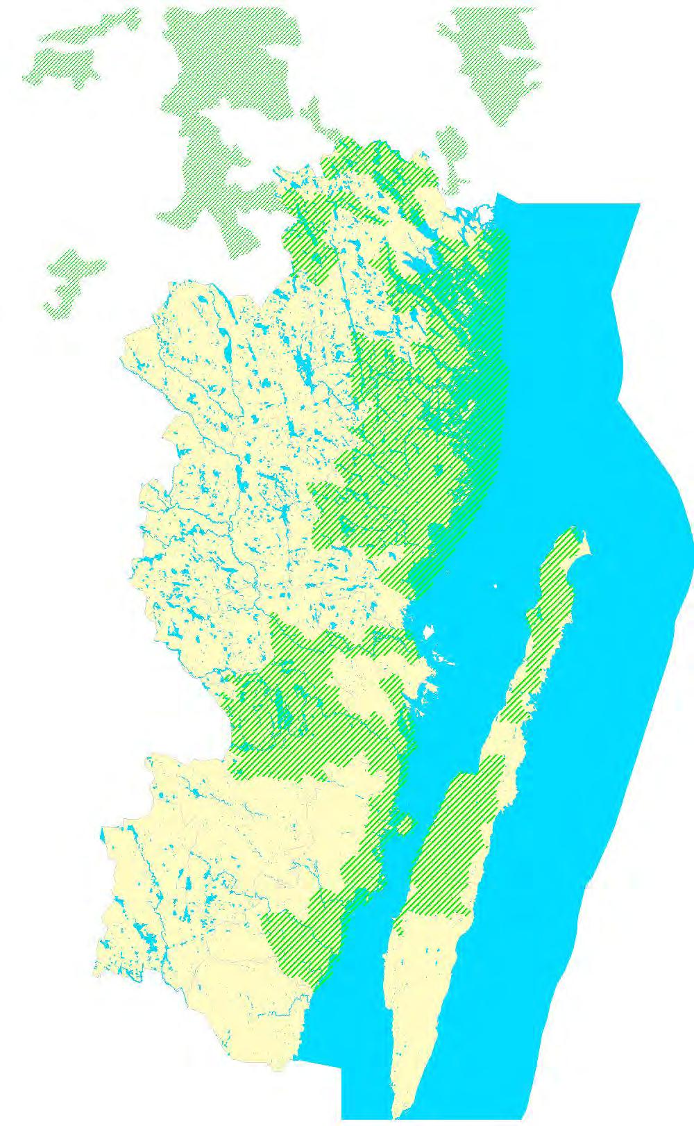 Figur B1.1. Karta över ädellövtrakter i Kalmar län med anslutande preliminära trakter i Östergötlands län.