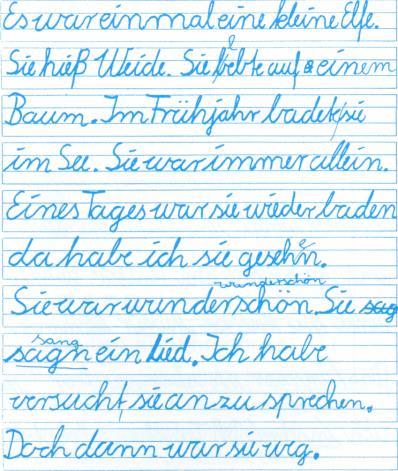 Det var en gång en liten älva. Hon hette vide. Hon bodde i ett träd. Om våren badade hon i sjön. Hon vad alltid ensam. En dag såg jag henne. Hon var mycket vacker. Hon sjöng en sång.