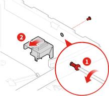 Bild 129. Ta bort omkopplaren för kåpa på Bild 130. Installera omkopplaren för kåpan 4. Anslut kabeln för den nya omkopplaren för kåpan till systemkortet. 5. Slutför bytet av delar.