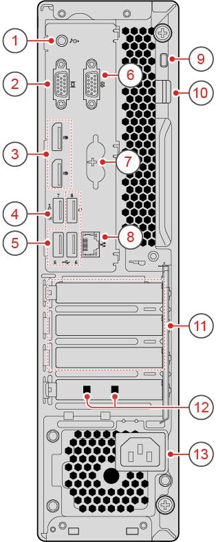 Används för att ansluta en USB-kompatibel enhet. För optimal dataöverföring bör du ansluta en USB 3.1 Gen 2-enhet till en USB 3.1 Gen 2-port i stället för till en USB 3.1 Gen 1- eller USB 2.0-port.