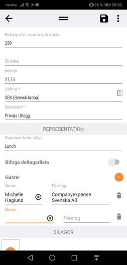 Registrera ny milersättning Klicka på plustecknet och välj Ny milersättning. Fyll i information om din resa.