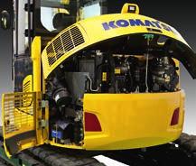 Enkelt underhåll Överlägset servicevänlig Komatsu har utvecklat PC88MR-10 med avsikten att det ska vara enkelt att komma