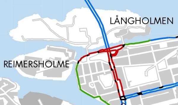 Sida 4 (14) SÖDERMALM Planområdet Utsnitt från stadens cykelplan där det framgår att berörda sträckor har högsta prioritet, röd färg. Planområdet markerat med svart streckad oval.