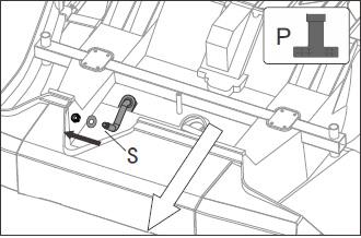 O P Snorkel M8 skruvnyckel X Y Dörr vänster Dörr höger STEG 1 Hjulupphängning C Använd skruvnyckeln (P) för att lossa de 4 muttrarna från den främre hjulupphängningen (C)