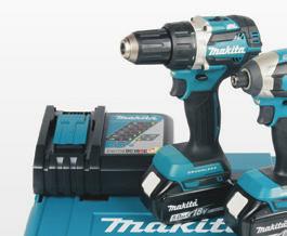 Kitet levereras inklusive snabbladdaren DC18RC, 2st 18V 5,0Ah batterier samt Makpac.