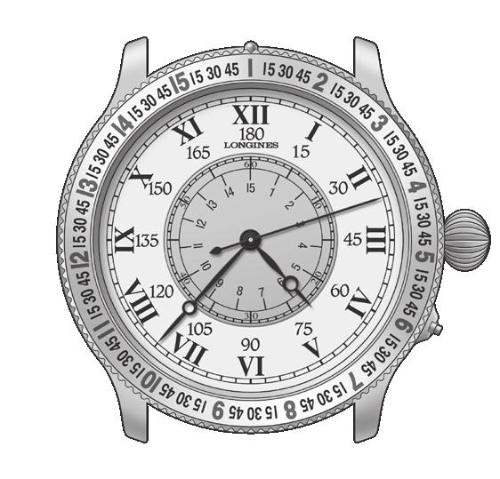 Självuppdragande klockor L699 THE LINDBERGH HOUR ANGLE WATCH 445 Rum- / tidsurtavlan och dess funktion Designen bakom Lindbergh Hour Angle Watch bygger på det faktum att jorden roterar 360 på 24