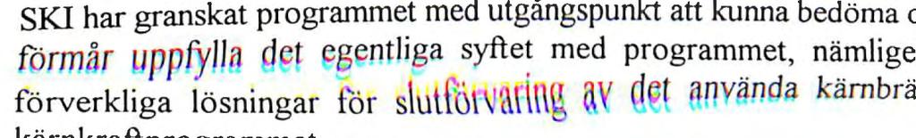 Mall för säkerhetsrapporter med beräknande exempel, SR-95. Båda dessa rapporter inkom i ett förhållandevis sent skede vilket har påverkat SKis granskningsarbete.