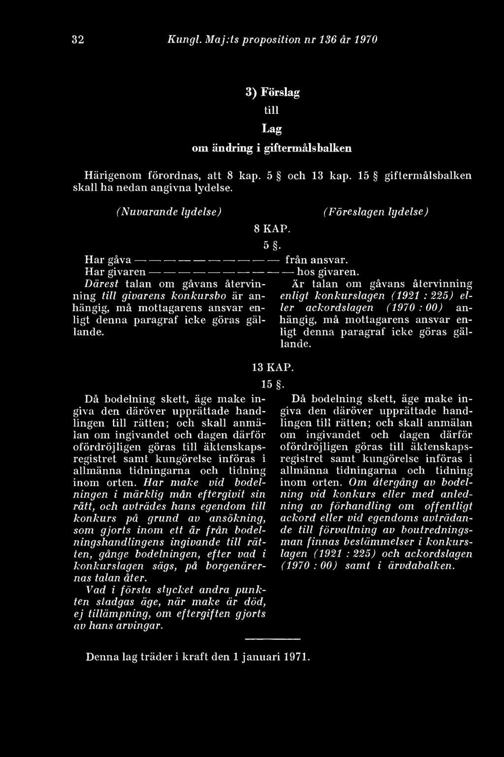 Därest talan om gåvans återvinning till givarens konkursbo är an- enligt konkurslagen (1921 : 225) el År talan om gåvans återvinning hängig, må mottagarens ansvar enligt denna paragraf icke göras gäl