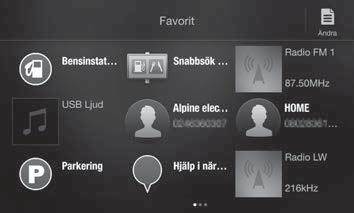 Funktionen Favorit Bruksanvisning Funktionen Favorit Med denna funktion kan du enkelt öppna dina favoritfunktioner genom att registrera funktioner du använder ofta, t ex val av ljudkälla,