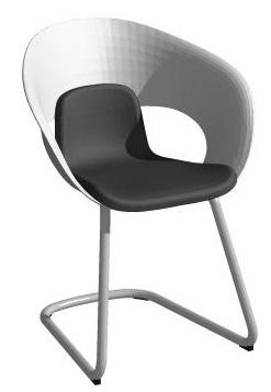 Seat shell in white, black, light grey (RAL7038) or mid grey (RAL7037) plastic with upholstered seat.