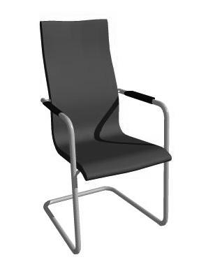 CL HIGH KS-168 Karmstol med hög rygg. Konsolunderrede i krom eller silverlackerad metall. Armstöd i svart plast. Armchair with high backrest. Cantilever frame in chromium or silver lacquered metal.