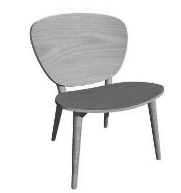 MAMA F-225 Fåtölj i ask eller ek. Easy-chair in ash or oak.