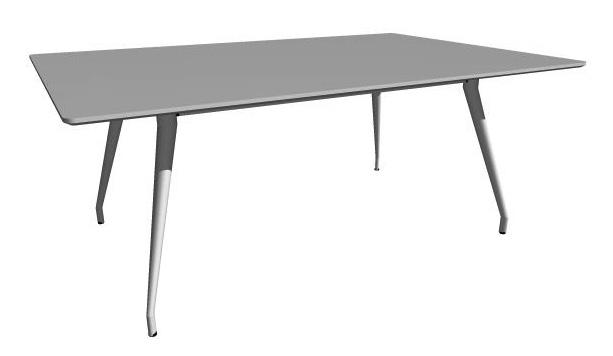Ben i vitlack eller polerad aluminium. Table with top in white laminate (as per RAL 9016), birch or oak veneer. Legs in white lacquer or polished aluminium.