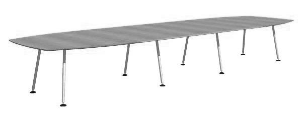 74 + 1 235:- 250 x 140/100 cm, H 72 cm, tj 2,2 cm DISC XL HB-921 Bord i björk-, ekfanér eller vit laminat F2274. 2 halvor och 1 mellanskiva. Underrede i krom eller silverlackerad metall.