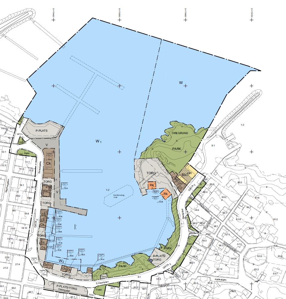 15 (86) Förslag till detaljplan har tagits fram för hamnområdet i samband med domslutet 2012 men denna är i nuläget inte antagen, se Figur 5.