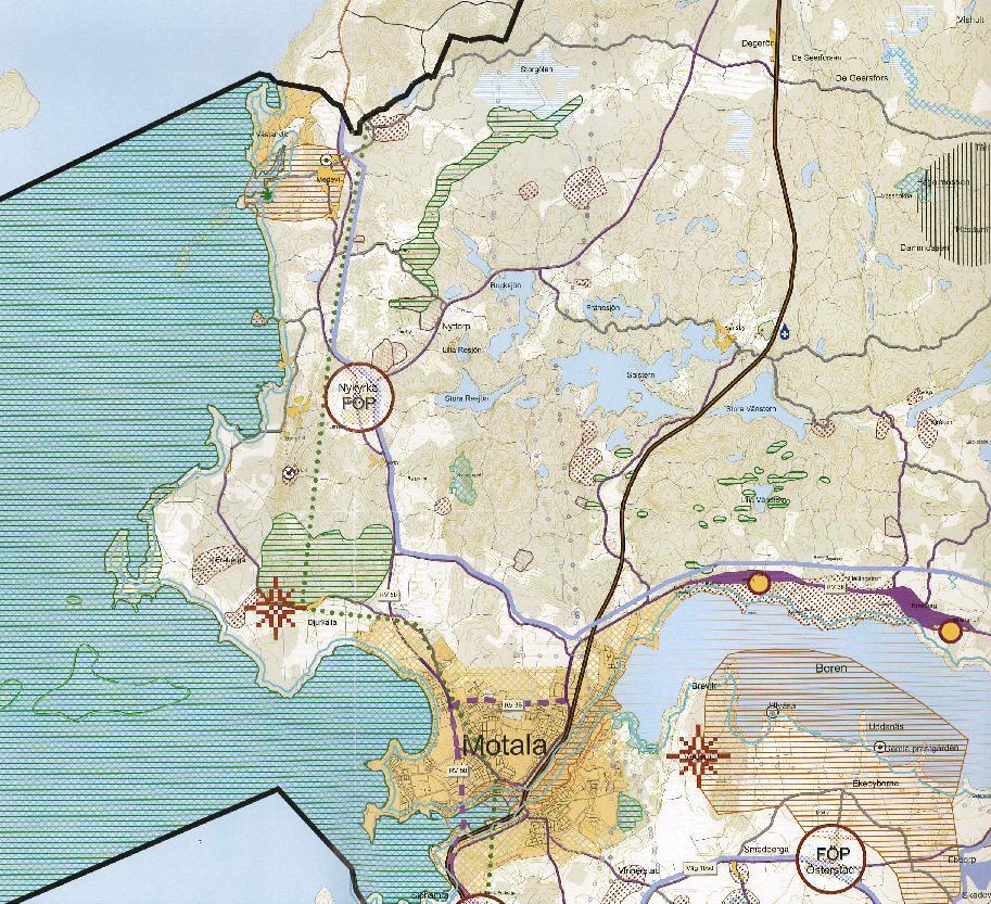 Kommunala planer, framtida markanvändning Aktuell del av väg 50 löper genom två kommuner; Motala samt Askersund kommuner.
