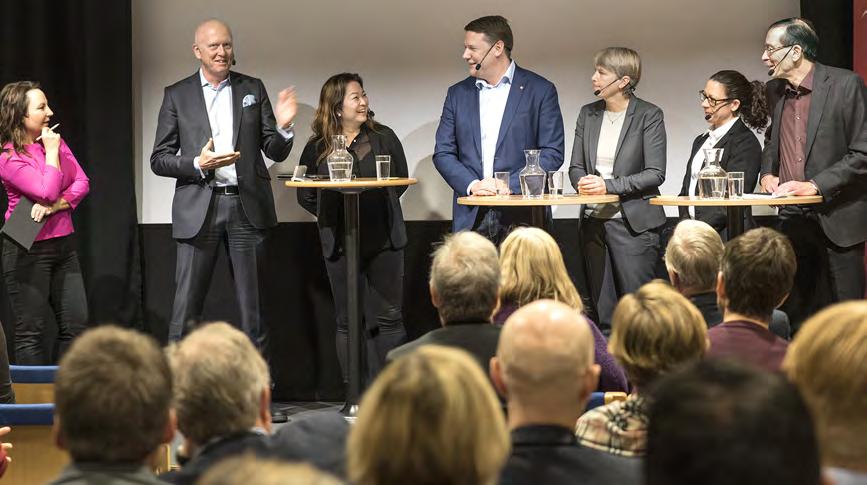 Policyseminarier Från vänster: Cecilia Garme, moderator, Peter Jeppsson, Svenskt Näringsliv, Jessica Polfjärd (M), Tobias Baudin, Kommunal, Irene Wennemo (S), Pernilla Andersson Joona, Stockholms