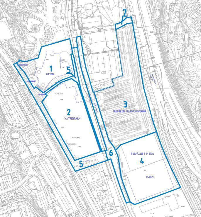 Figur 6. Indelning av planerade ytor för flödesberäkningar. Underlag från Göteborgs Stad. 5.1.