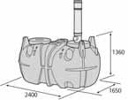 Slutna tankar Sluten Tank 3 m³ utan larm Höjd: 1175 mm Bredd: 1630 mm Längd: 2400 mm Dim. tömningsrör: 200 mm Dim.