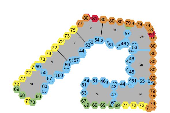 1 Norra kvarteret Den ekvivalenta ljudnivån uppgår till som mest 61 dba och den maximala ljudnivån (L max,5th) nattetid (22-06) till som mest 81 dba, se figur 4 och bilaga 2 och 3.